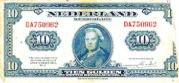 The 5 evaders from A company each signed this 10 Guilder Liberation Note